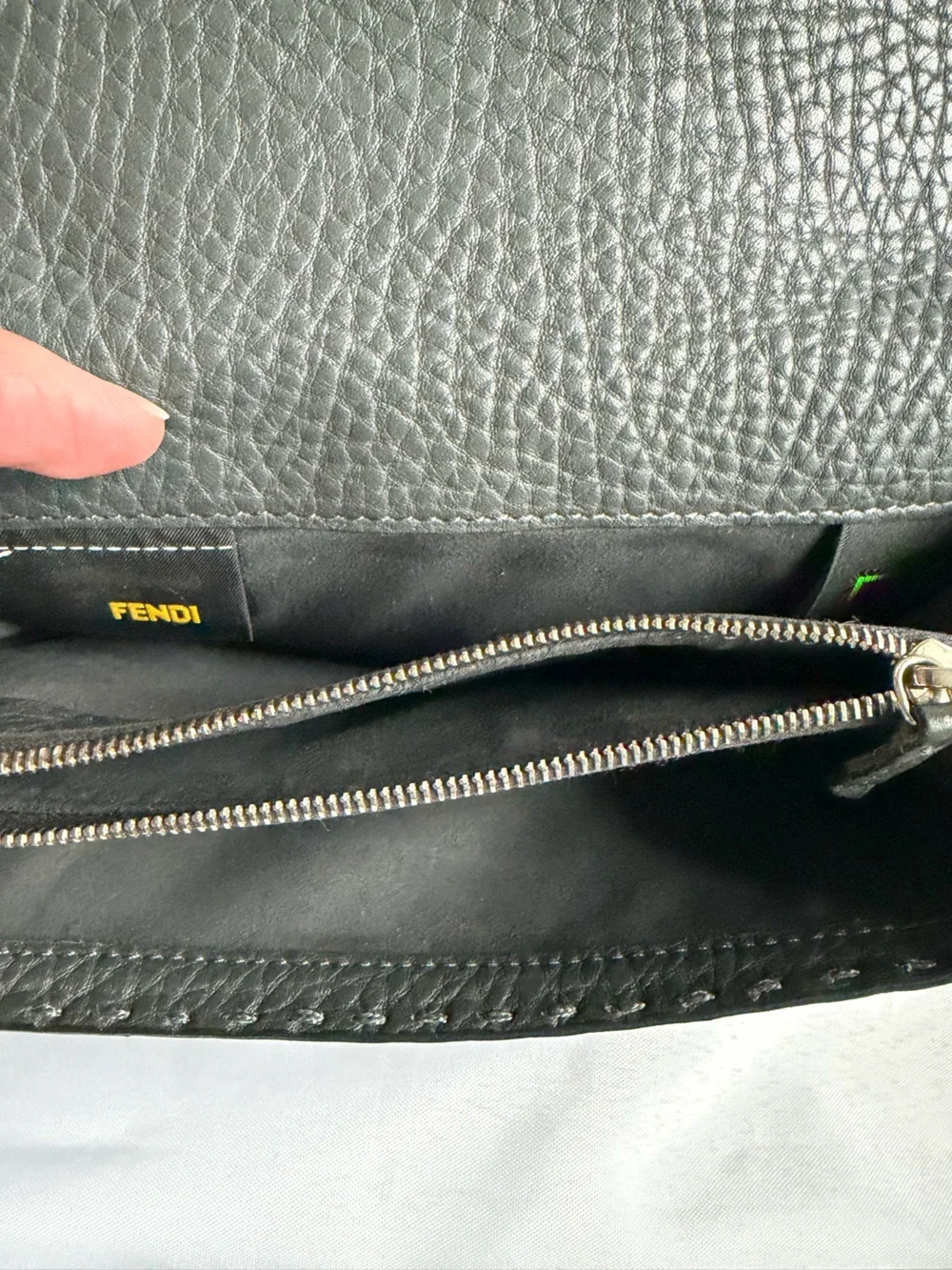 Vintage Fendi Roma Gray Pebbled Leather Continental Wallet