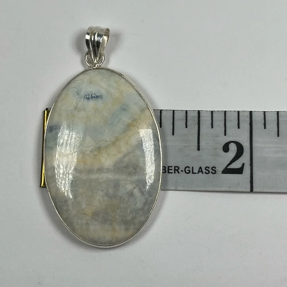 925 Sterling Silver Overlay Blue Rhodochrosite Gemstone Statement Pendant