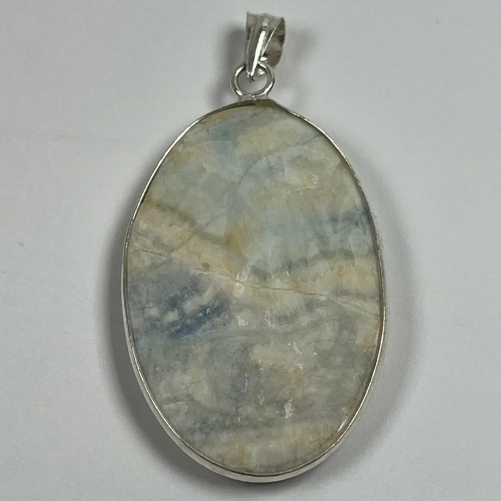 925 Sterling Silver Overlay Blue Rhodochrosite Gemstone Statement Pendant
