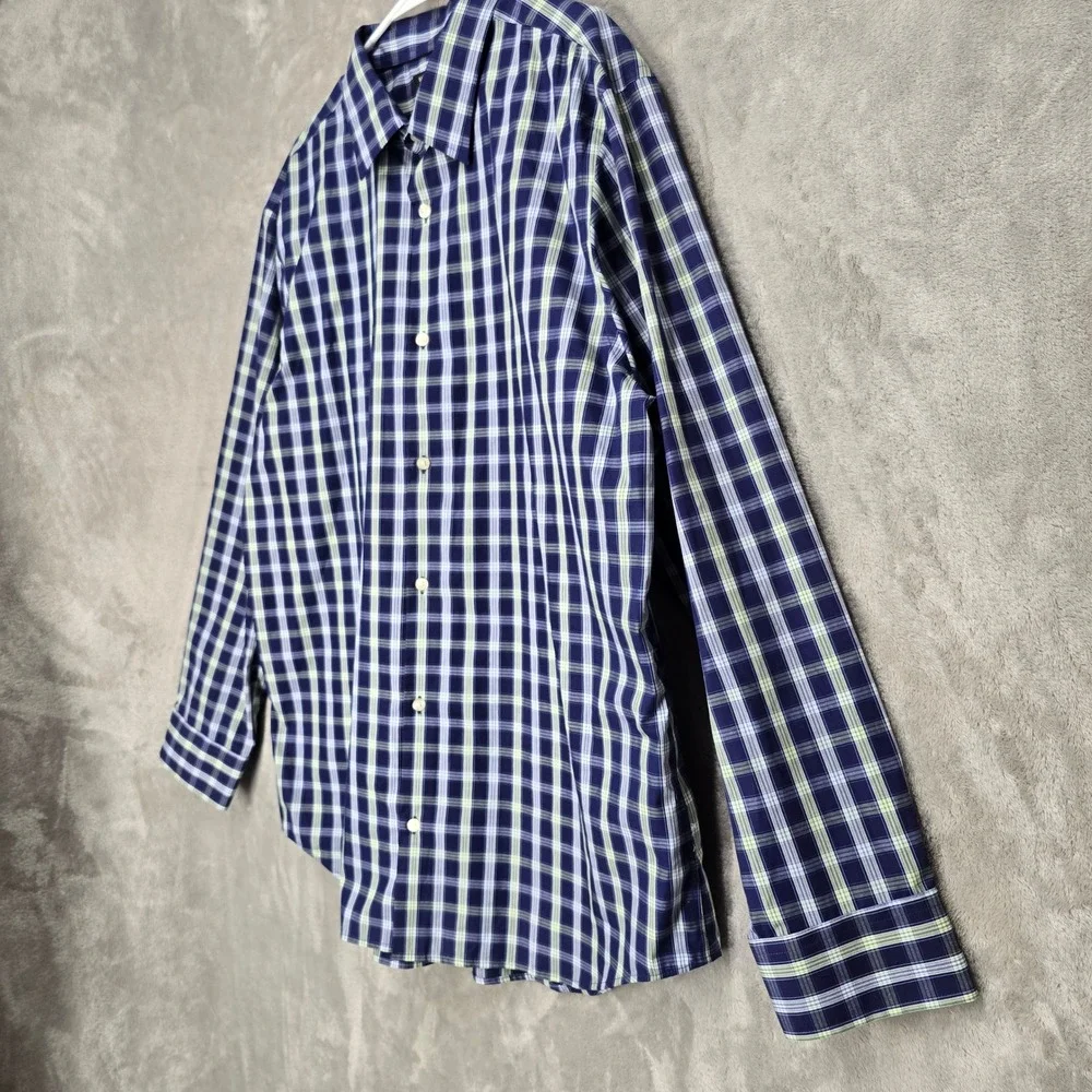 Banana Republic‎ Mens Non Iron Slim Fit Plaid Dress Shirt XXL Career Office Prep