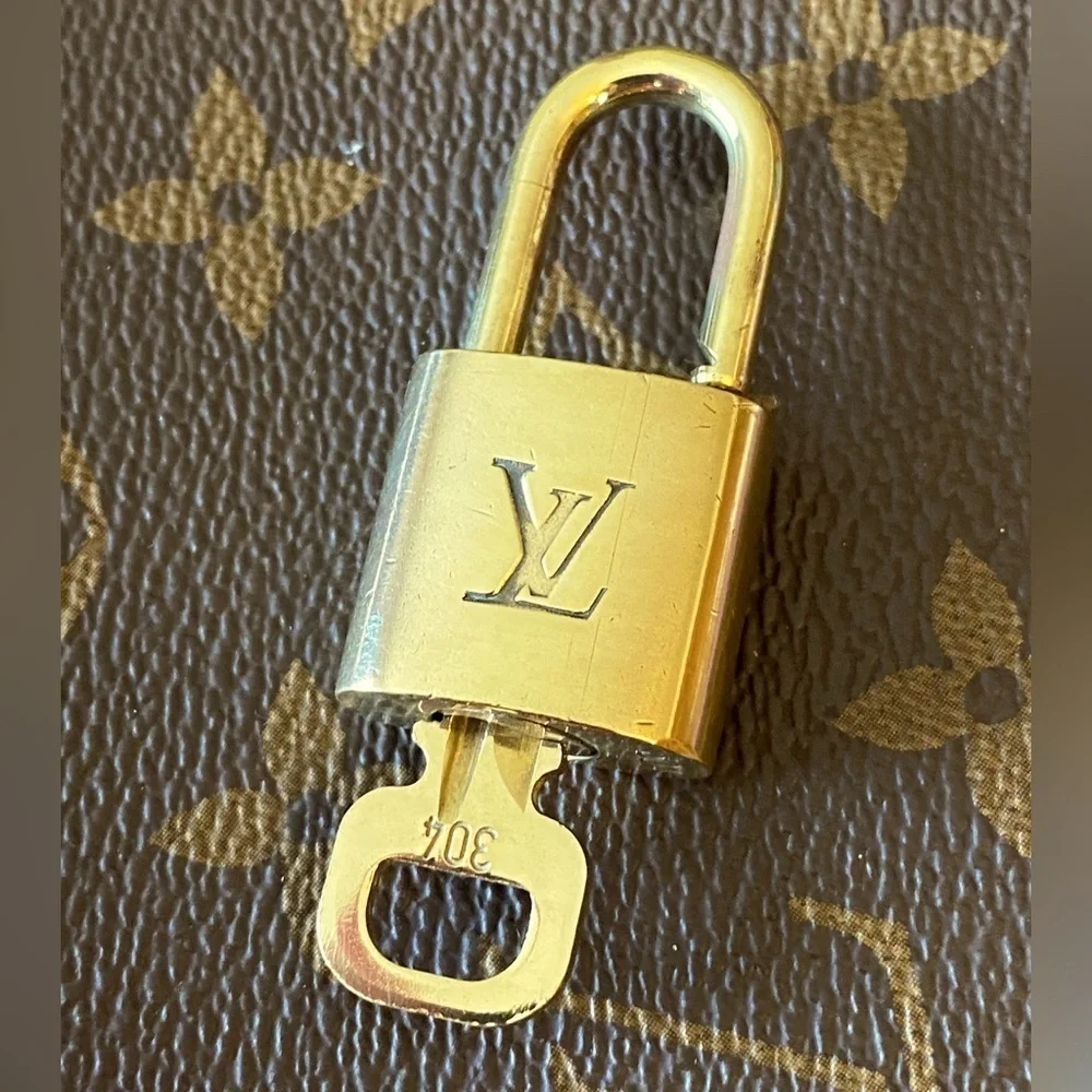 Authentic Louis Vuitton Brass Padlock & Key Set #304