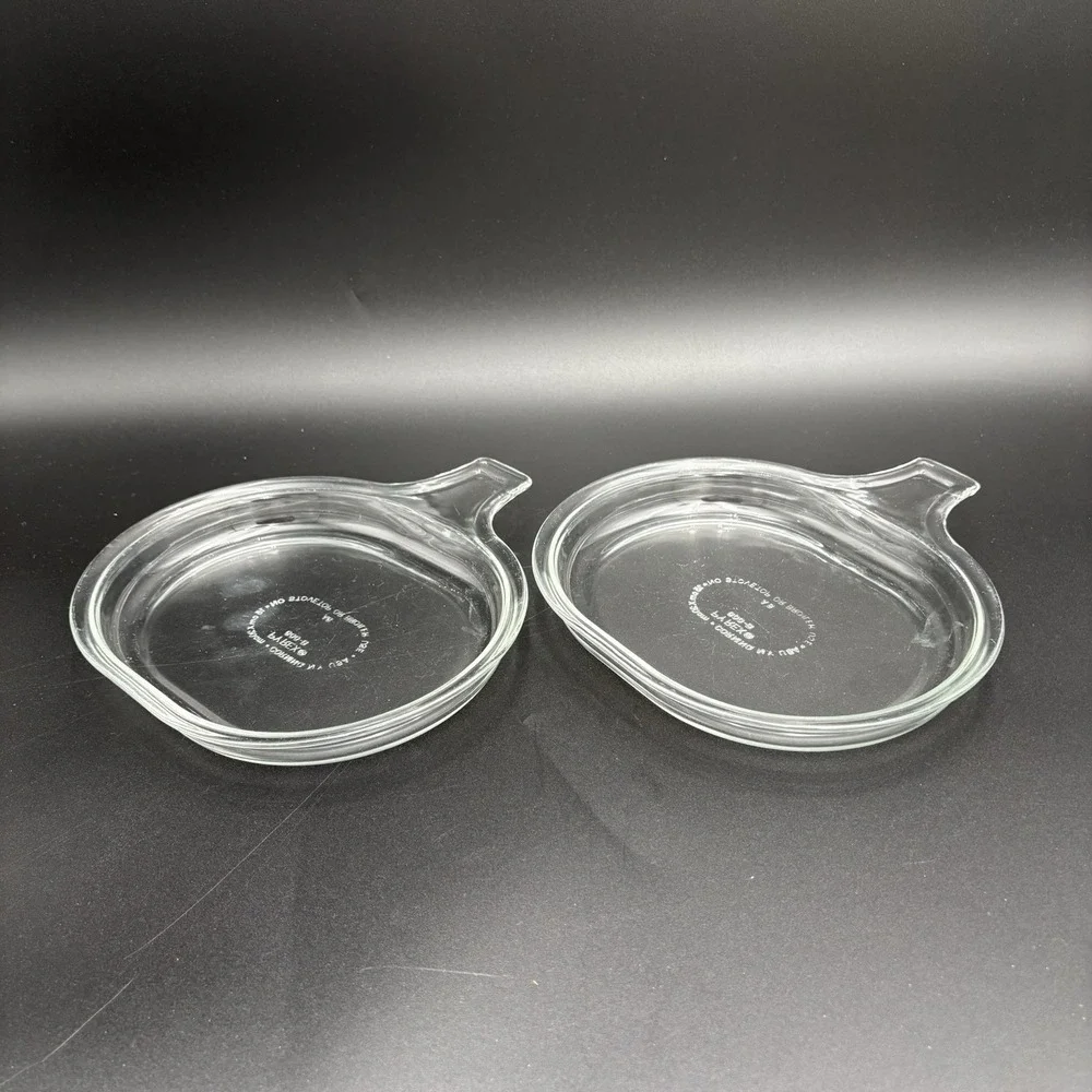 Set of 2 Vintage Pyrex Clear Glass 600-B Grab It Dish Plate