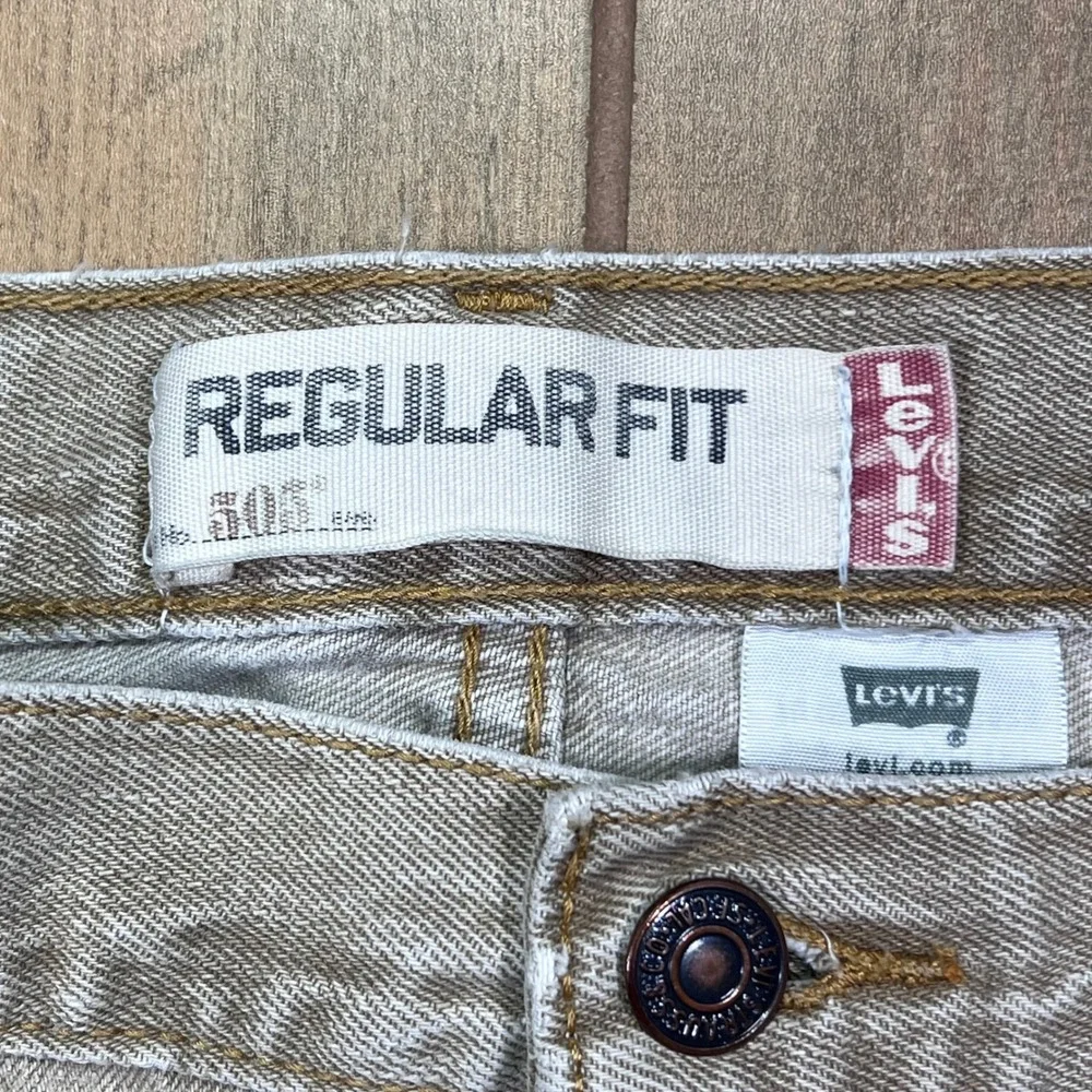 Levi's 505 Regular Fit Jeans Mens 36x30 Khaki Tan Wash Straight Leg vintage Y2K