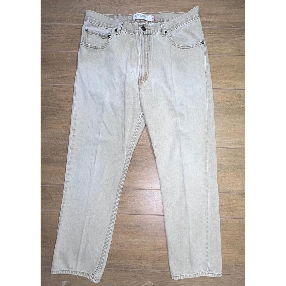 Levi's 505 Regular Fit Jeans Mens 36x30 Khaki Tan Wash Straight Leg vintage Y2K