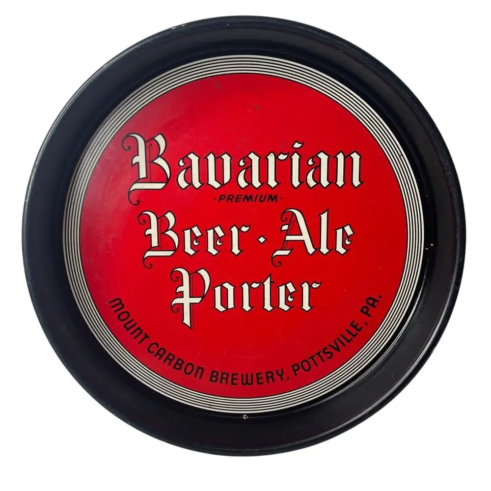 Vintage Barvarian Beer Tin Litho Beer Tray Advertising Mount Carbon Brewery PA