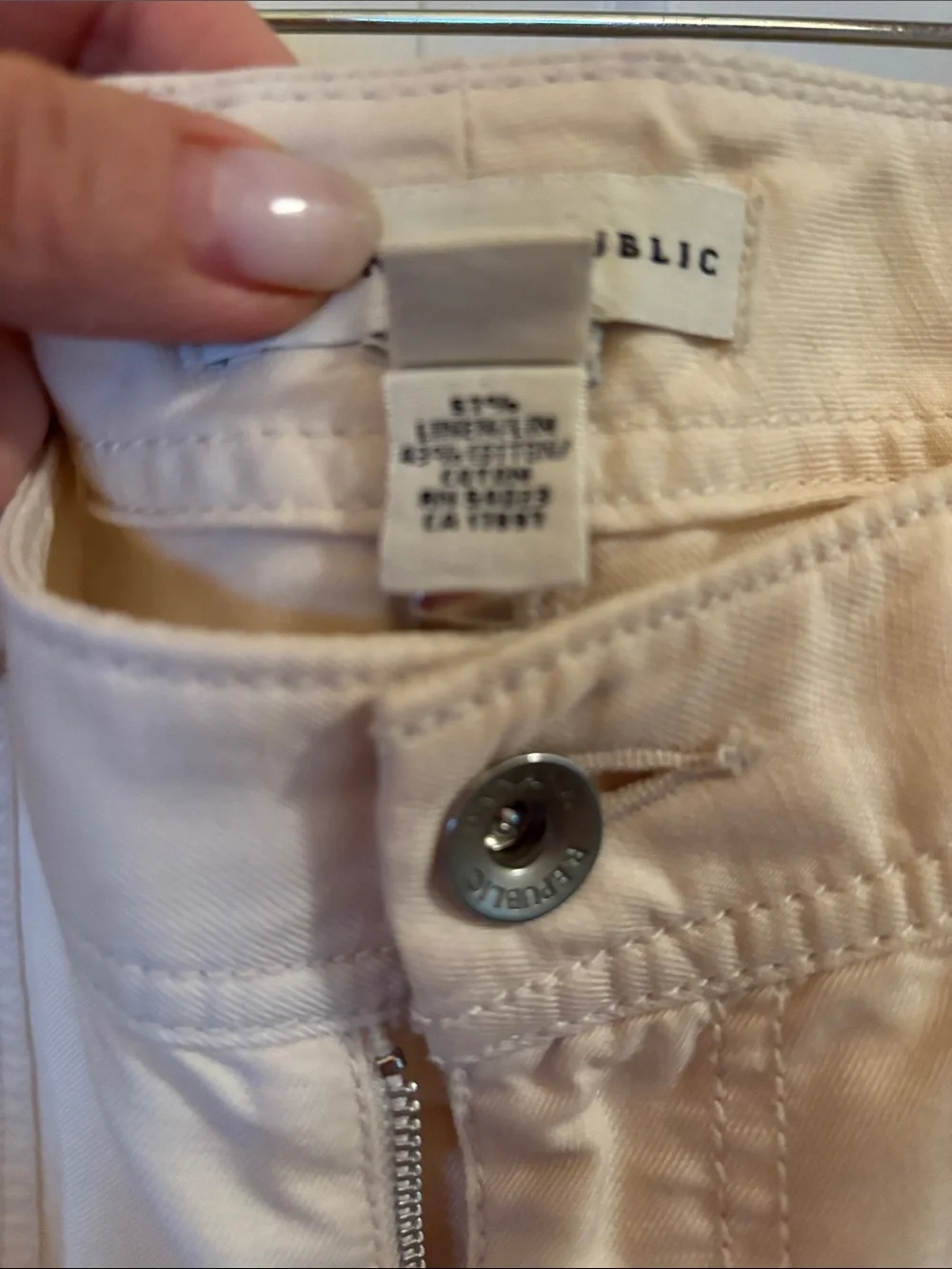 Banana Republic Cream Straight-Leg linen cotton pant size 8