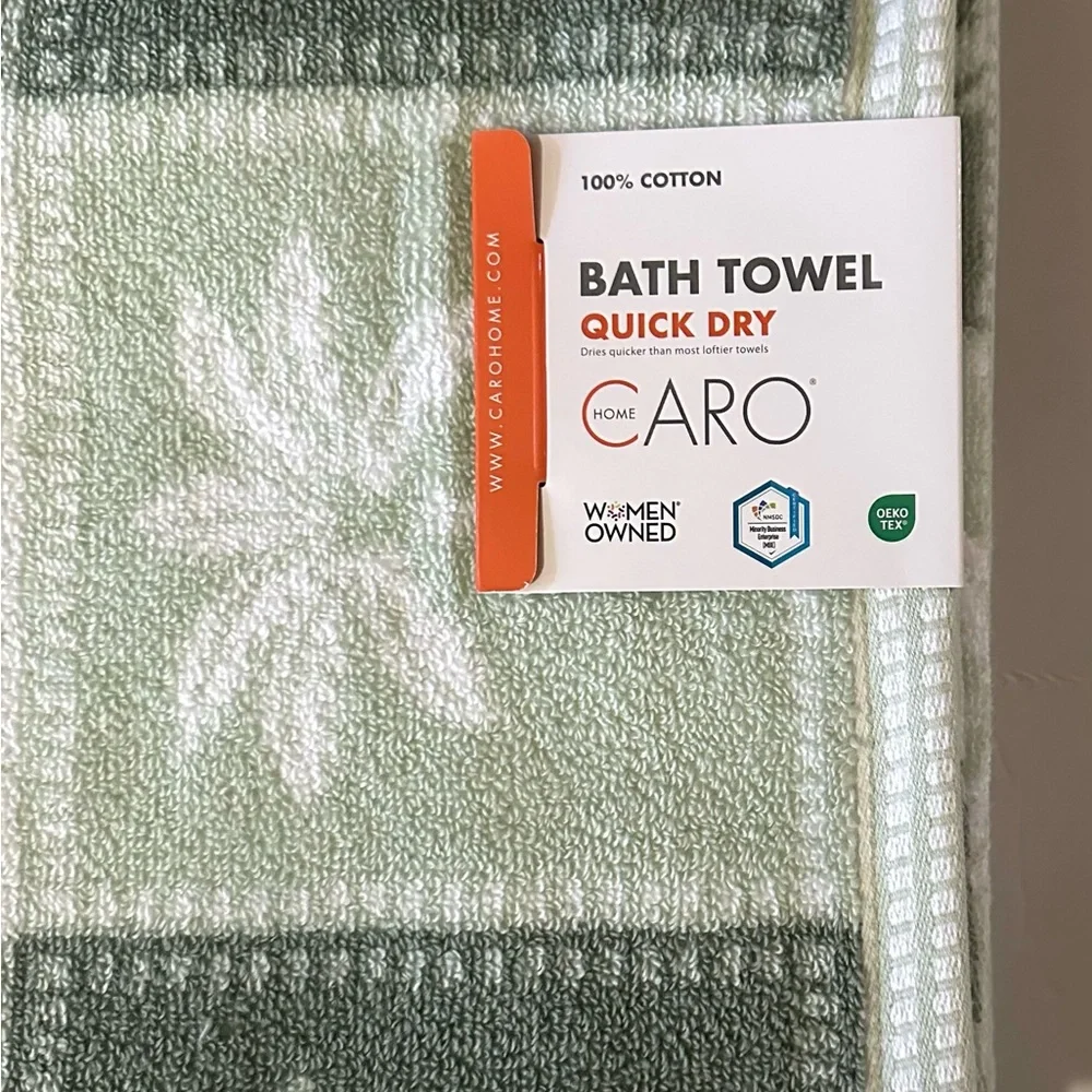 2pc CARO HOME Quick Dry 100% Cotton Palm Tree Print Bath Towel Set -TROPRIOCHE