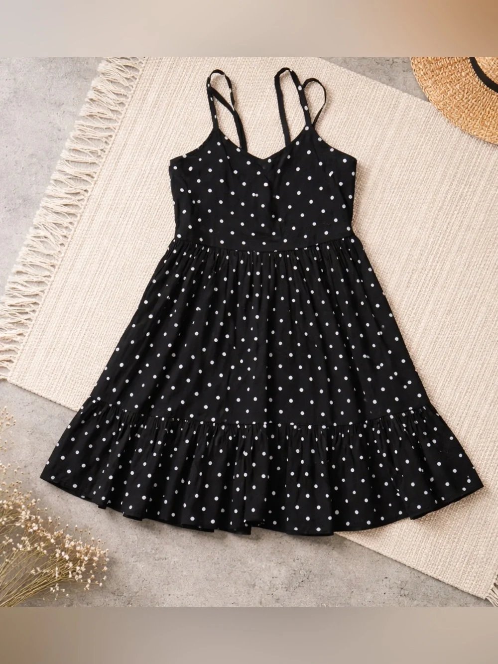Gap Black Polka Dot Strappy Kids Dress