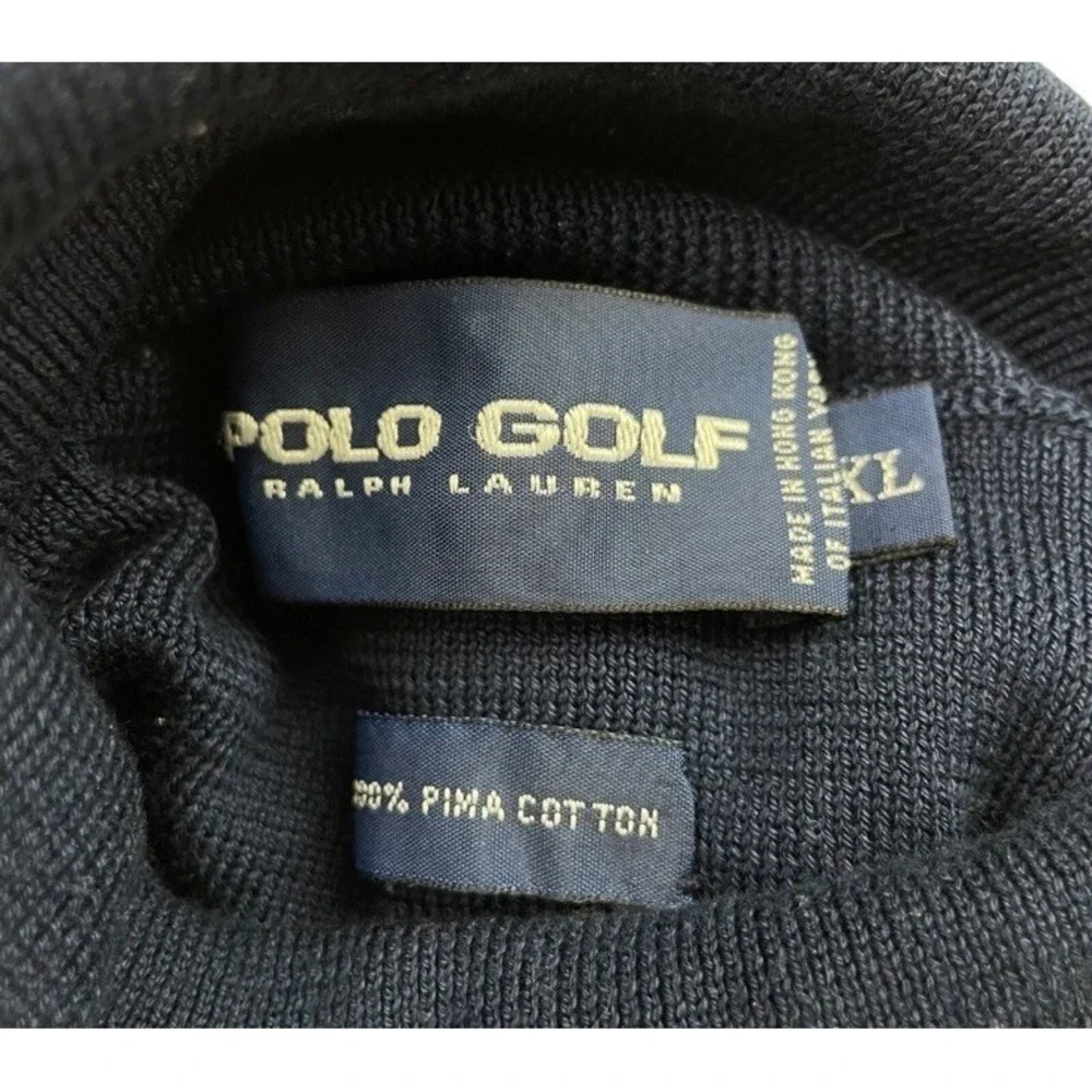 Ralph Lauren Polo Golf Turtleneck Men's XL 100% Pima Cotton Sweater Navy