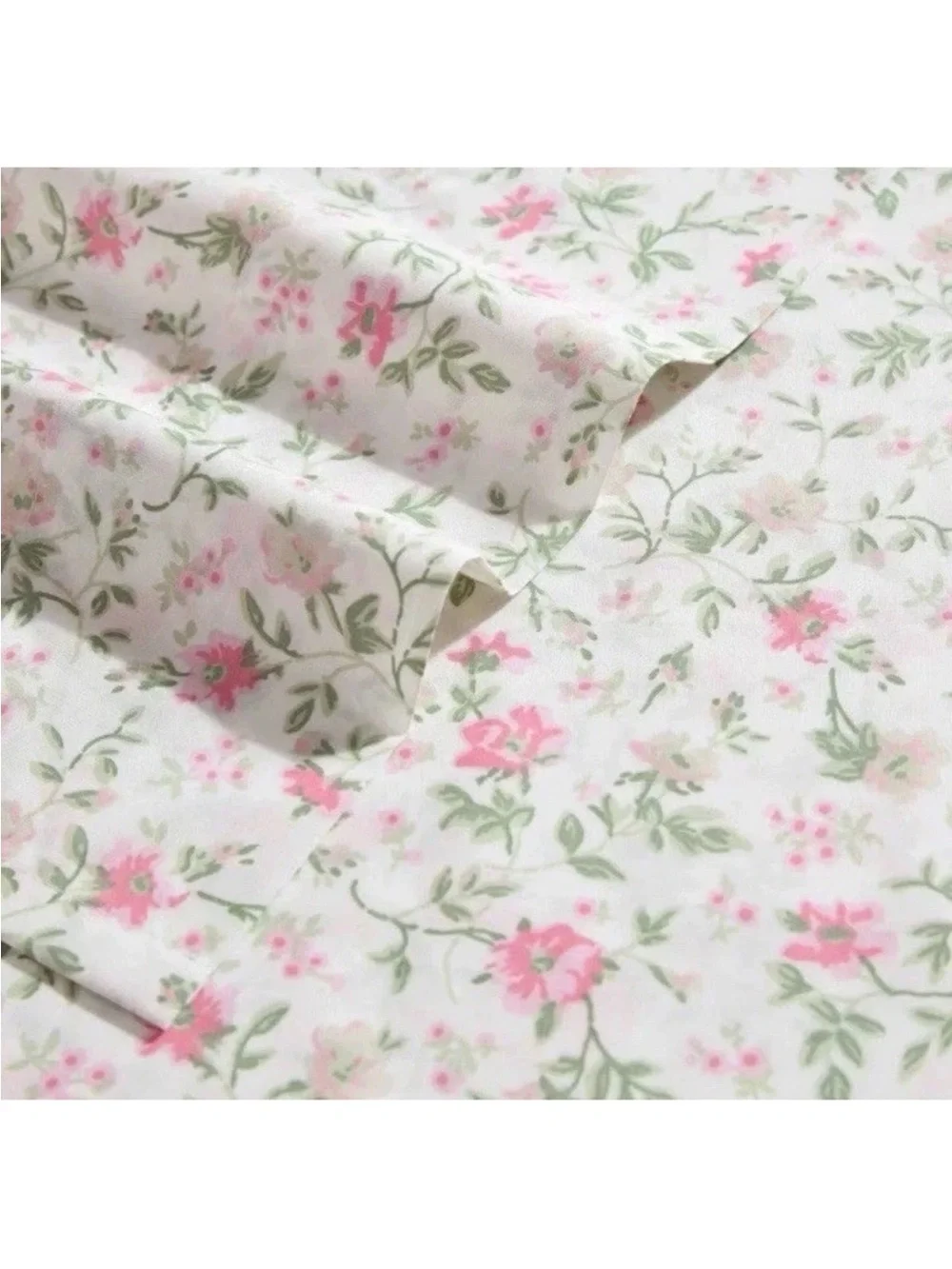 Laura Ashley ~ Twin ~ Bonnie Pink 3 Pc Sheet Set ~ 100% Cotton Percale