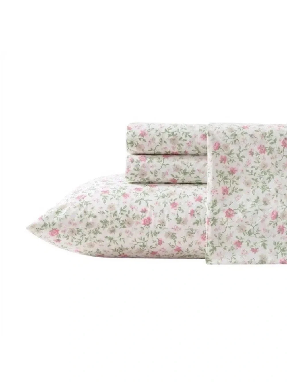 Laura Ashley ~ Twin ~ Bonnie Pink 3 Pc Sheet Set ~ 100% Cotton Percale