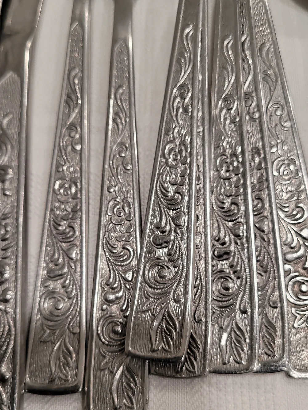 MCM Flatware Spoons Forks Knives Stainless Steel Signed Plume Korea