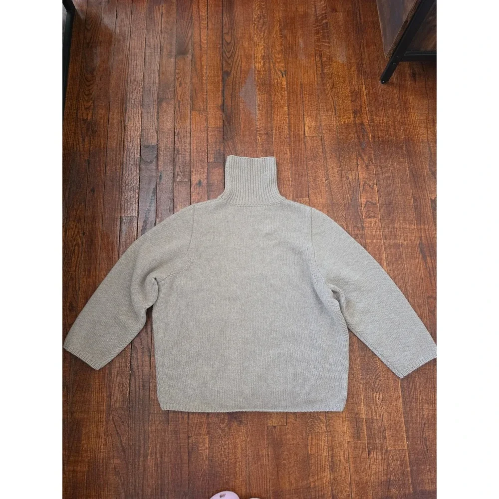 Toteme Cambridge Turtleneck Taupe Merino Cashmere Oversized Sweater sz XXS- S