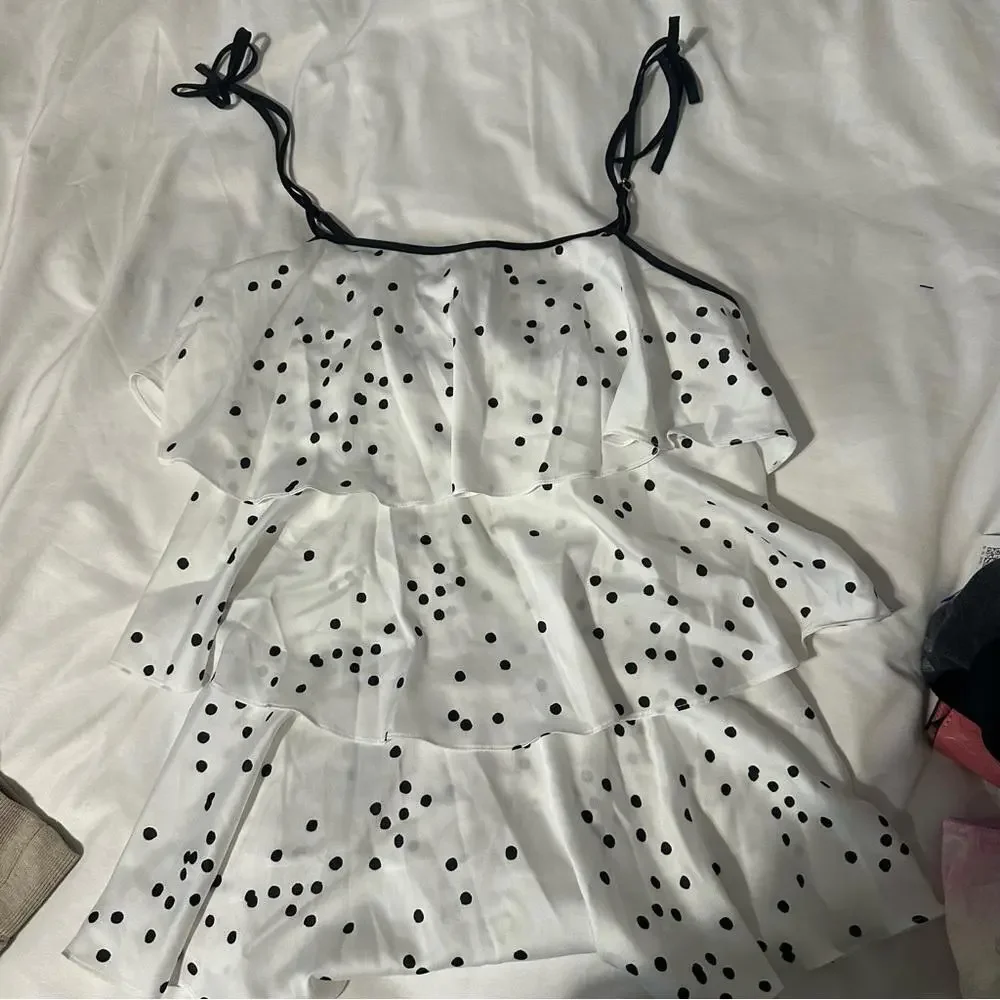 KATE SPADE Ruffled Tiered Charmeuse Chemise