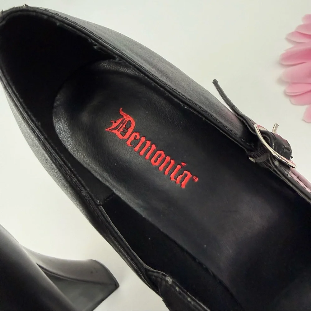 Demonia Dolly-50 Mary Jane Platform Heels Black Vegan Leather Goth Grunge Punk