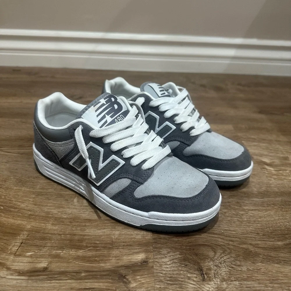 New Balance 480 Kids' Youth Size 6Y Gray and White Sneakers‎