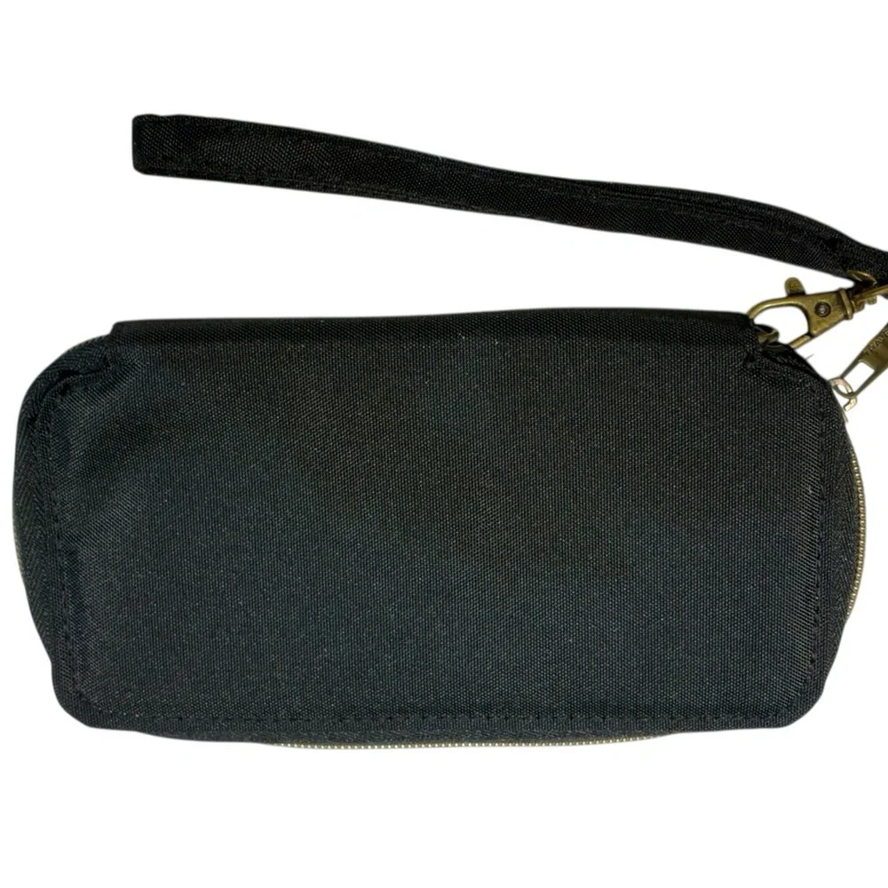 Travelon Black RFID Blocking Wristlet Wallet with Gold Details