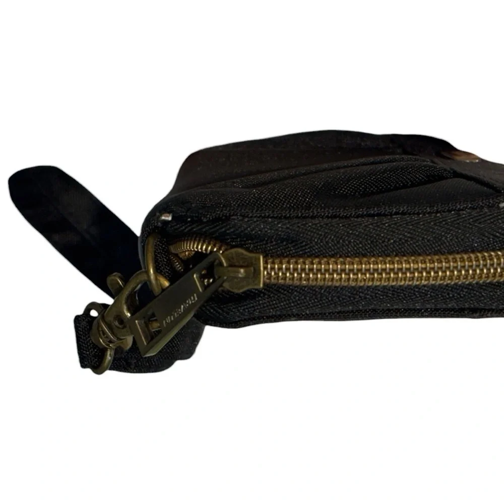 Travelon Black RFID Blocking Wristlet Wallet with Gold Details