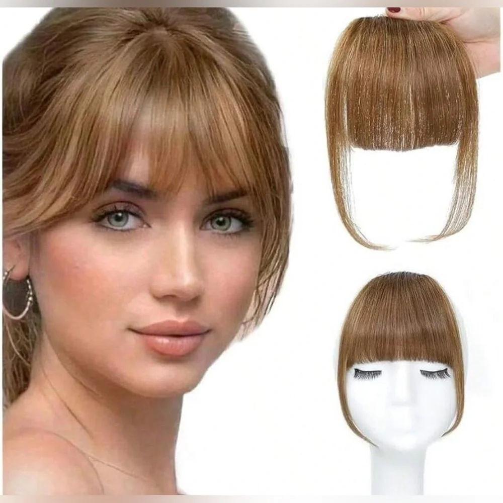 Natural Light Brown 100% Human hair Clip-In Bangs