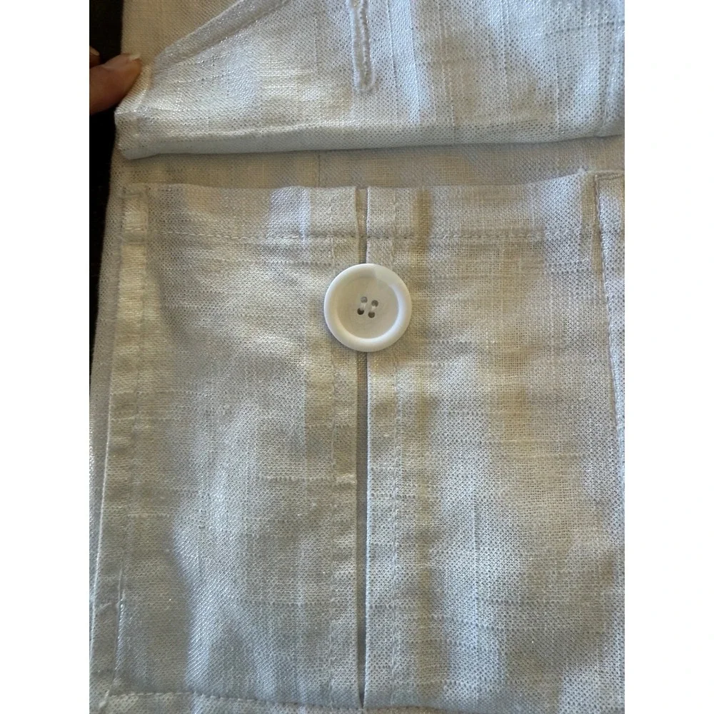 Peter Nygard Women's Size 16 Linen‎ Blend White Button Front Trench Coat Jacket