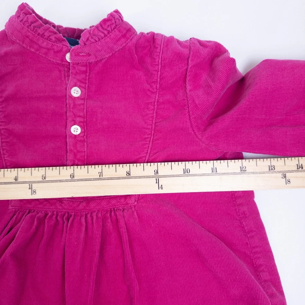 Ralph Lauren Corduroy Top Kids 24M Pink Ruffle‎ Neck Button Front Long Sleeve