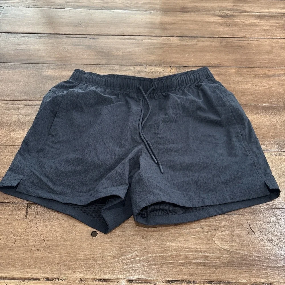 VRST Mens Swim Trunks Size M Blue Nylon Stretch Mesh Lined Pockets Drawstring