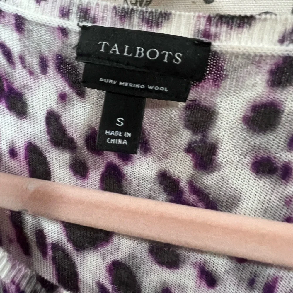Talbots Pure Merino Wool Leopard Print Top Size Small
