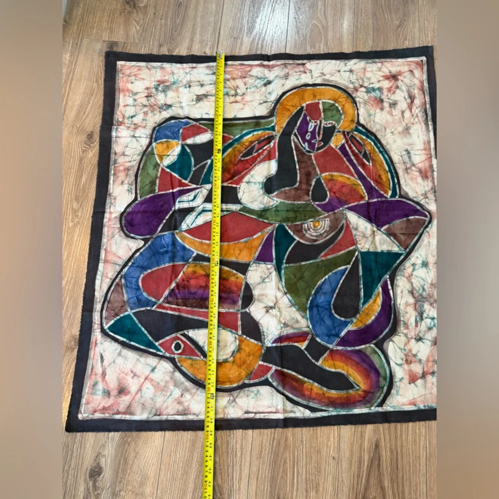 Handmade Abstract Batik Wall Hanging in Multicolor