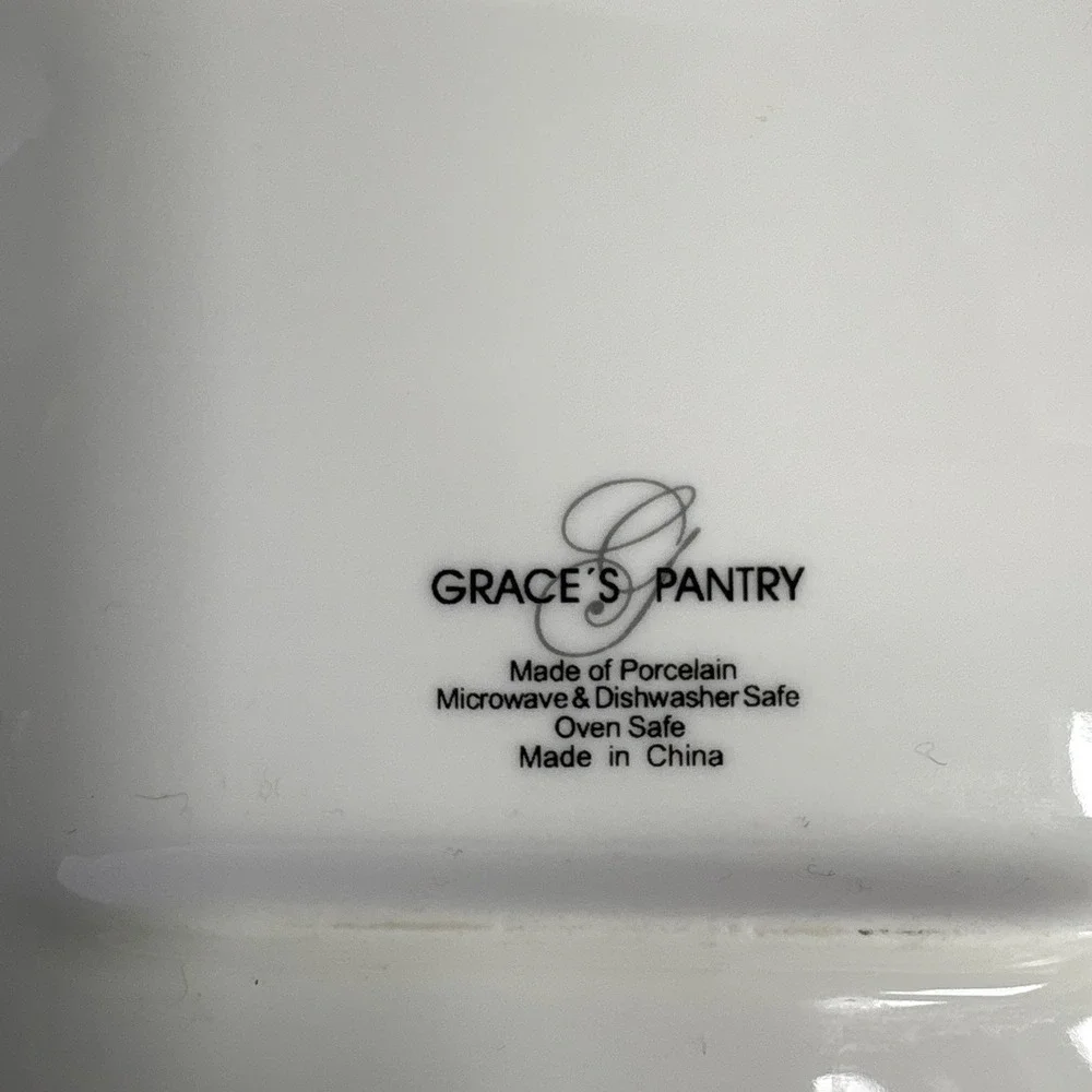 Grace's Pantry Butterfly Floral Porcelain Covered Casserole Baking Dish Lid