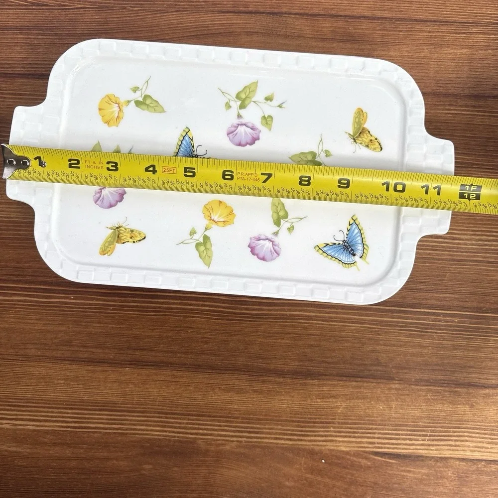 Grace's Pantry Butterfly Floral Porcelain Covered Casserole Baking Dish Lid