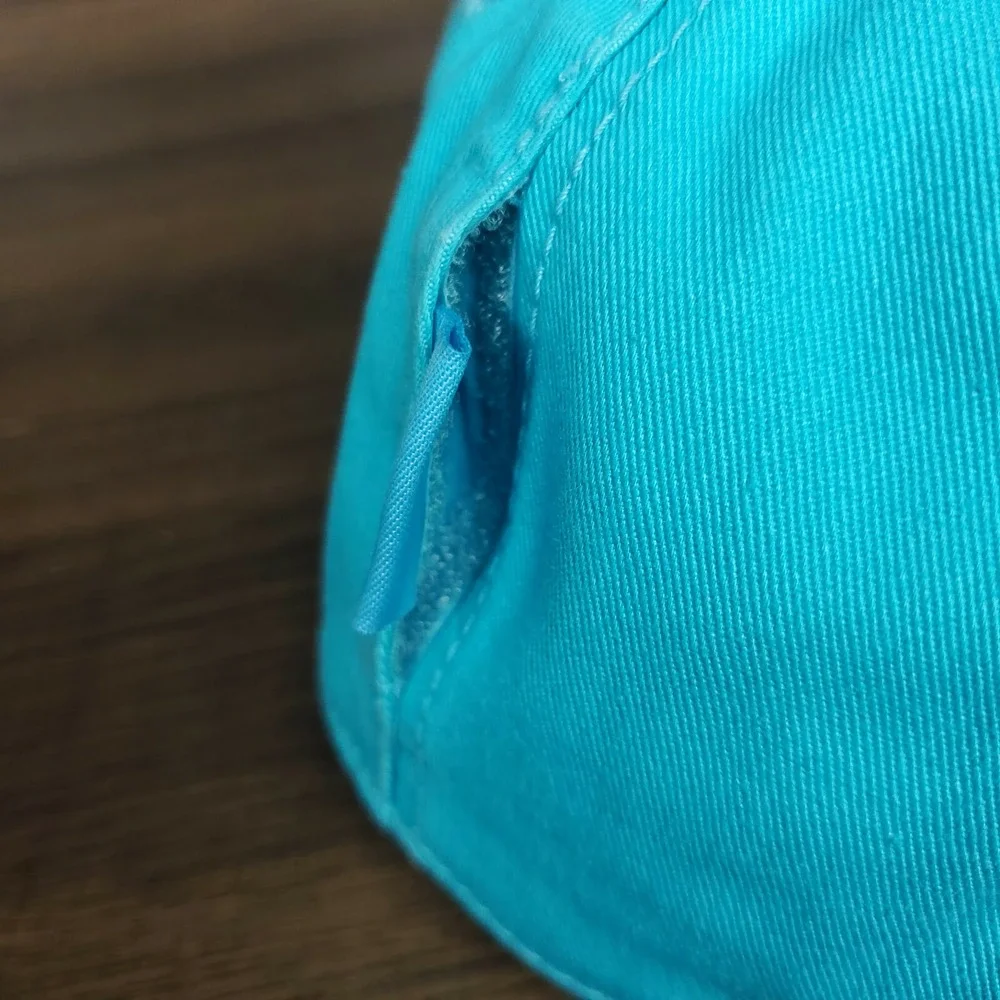 Chillin Snapback Rope Hat Cap Stash Pocket on Side Panel‎ Cyan Blue White New