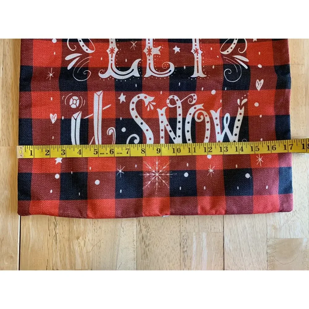 Let It Snow Red‎ Black Throw Pillow Cover NEW