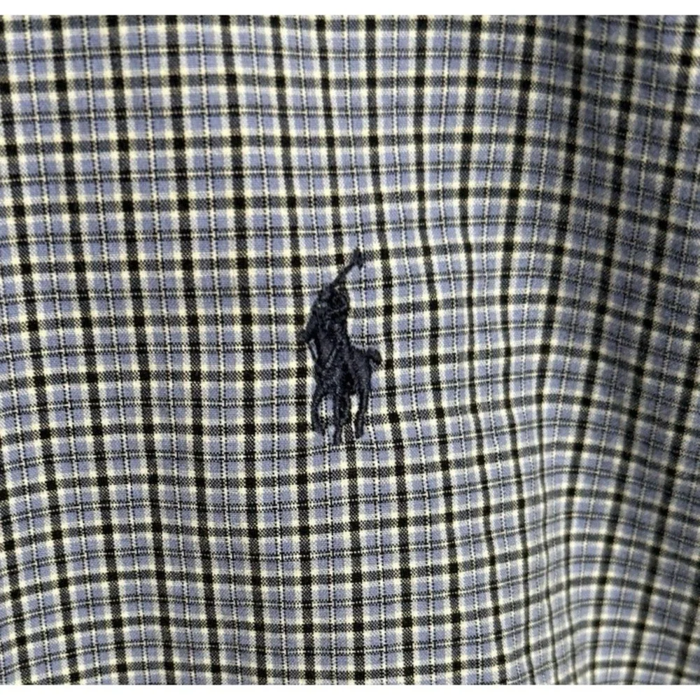 Polo Ralph Lauren Shirt Mens 2XL Blue Check‎ Stanton Classic Fit Button Up