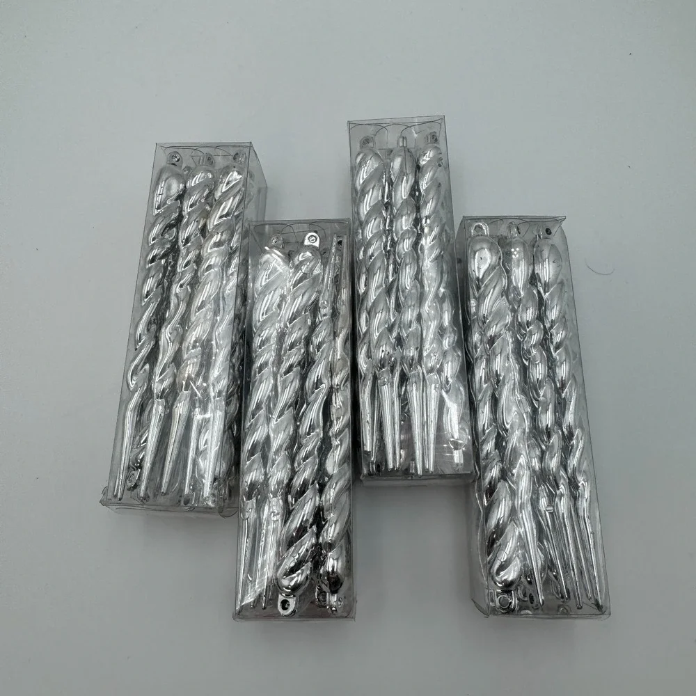 Wondershop Icicle Christmas Ornaments Silver 56ct Tree Decor‎ Set 4 Packs NEW