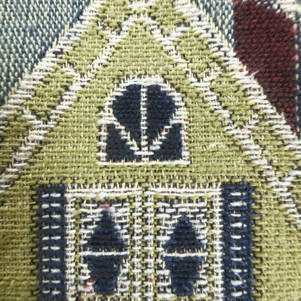 Vtg. Christmas Tapestry throw Pillow Horse Sleigh Winter Scene Holiday Decor 15