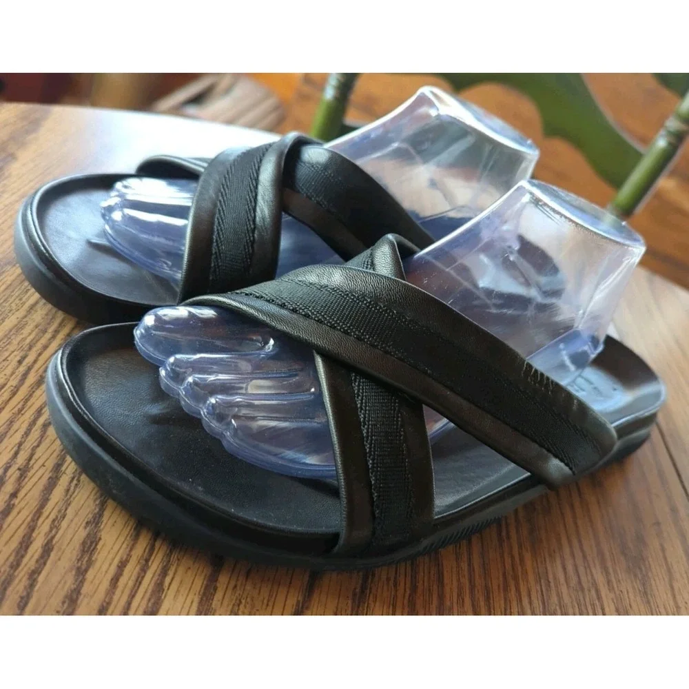 Bally Sandals Men US 12 E Black Leather Slides Slip On Comfort Italy Resort
