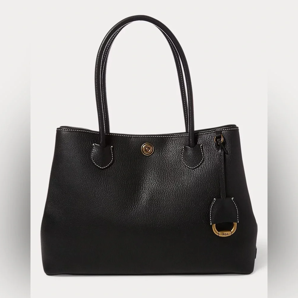 Ralph Lauren Millbrook Leather Bag Shoulder Bag Black Leather Large NEW