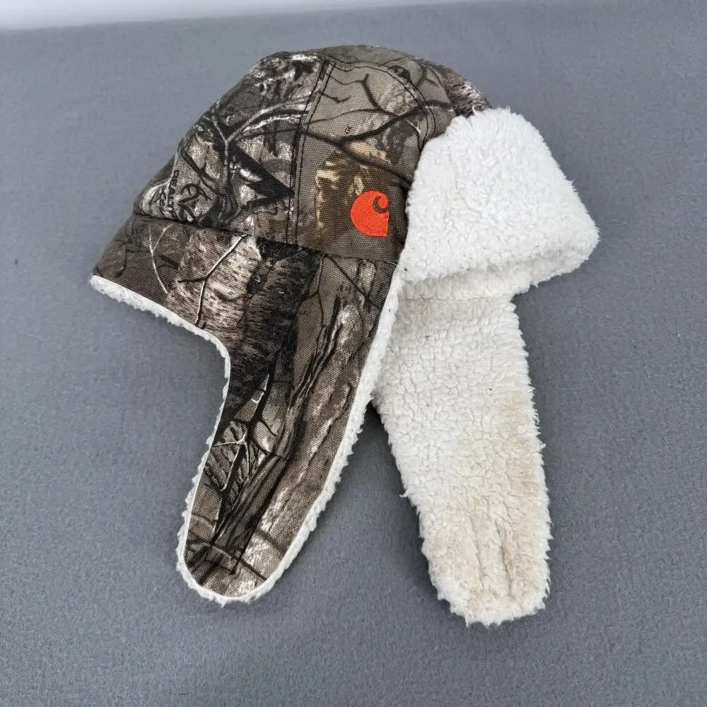 Carhartt Infant Toddler Trapper Hat Camo Sherpa Lined Ear‎ Flaps Winter Hunting