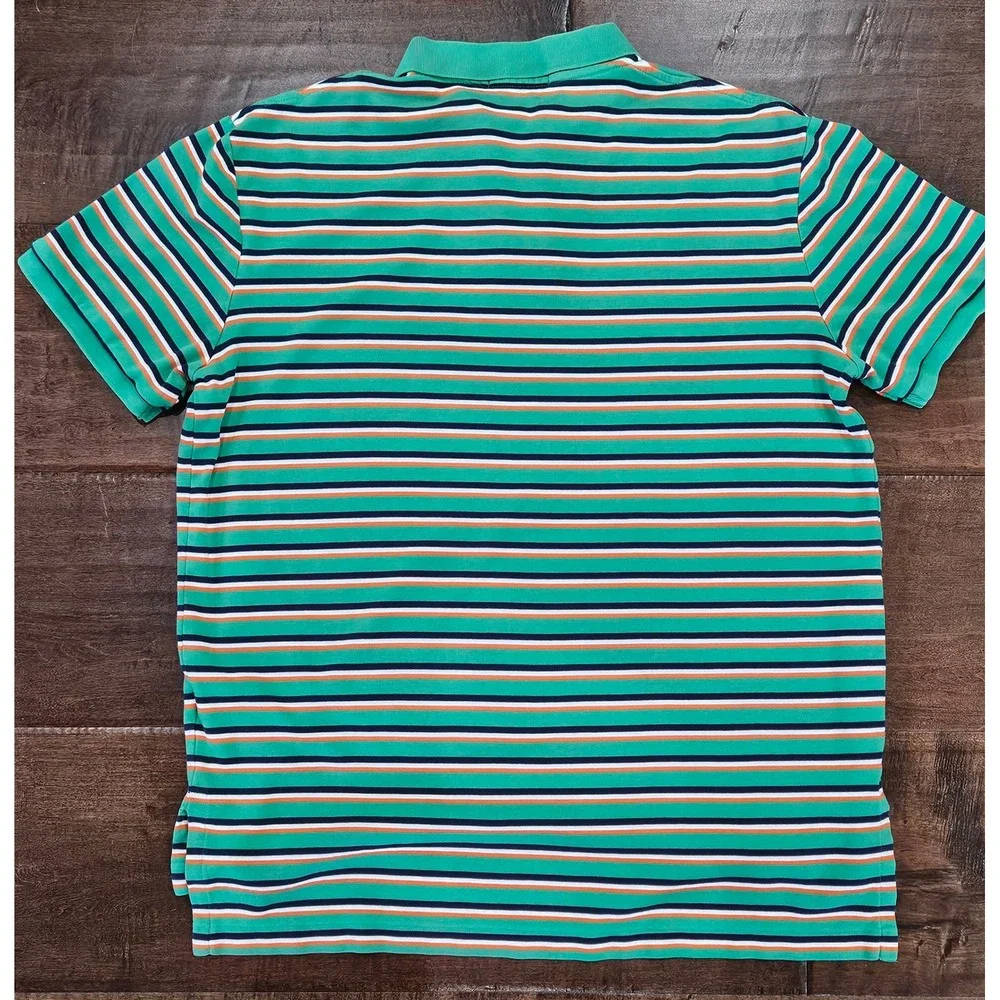 VTG 90's PREPPY Polo Ralph Lauren Pima Soft Striped Polo Shirt FLESH PONY Mens L