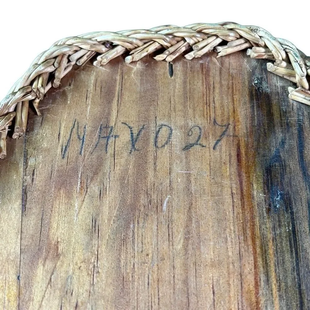Vintage Mexico Bird Feather Folk Art Painted Wicker Basket Wall Decor 12