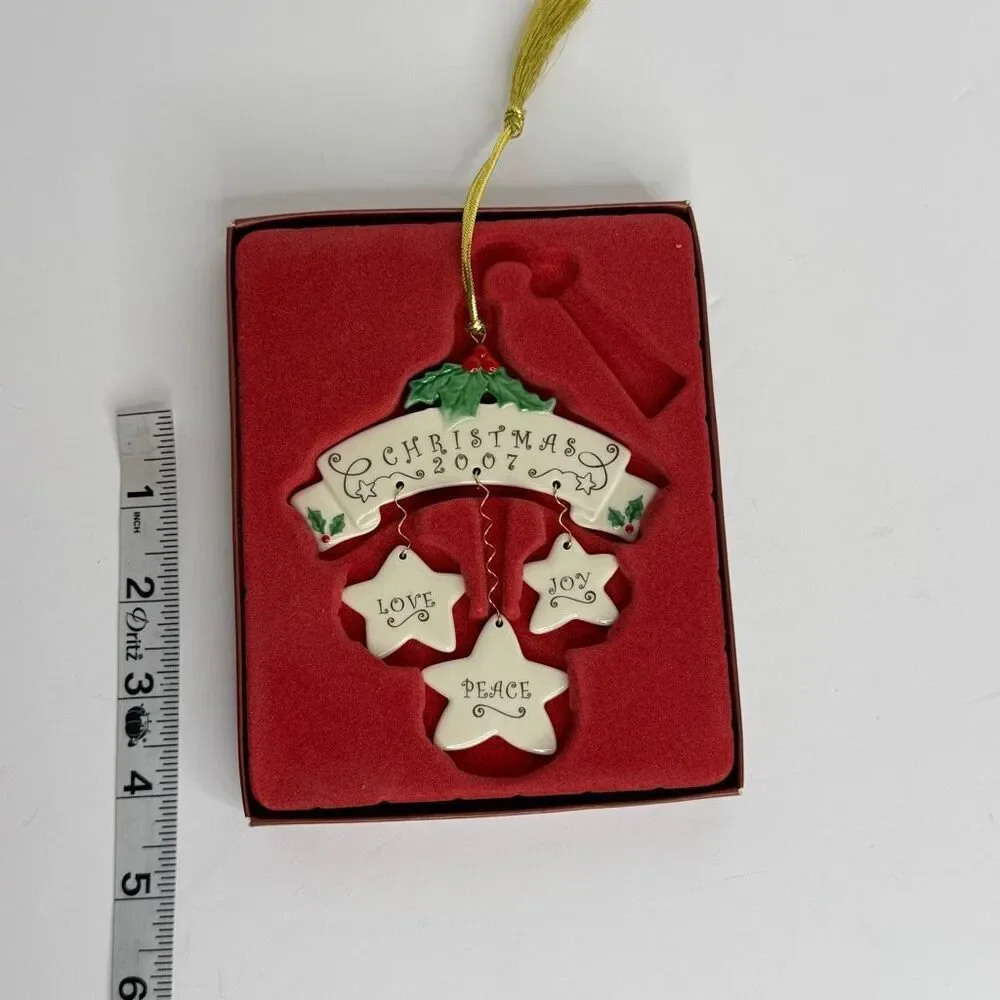 Lenox Christmas 2007 Starry Wishes Ornament Love Joy Peace Porcelain in Orig Box