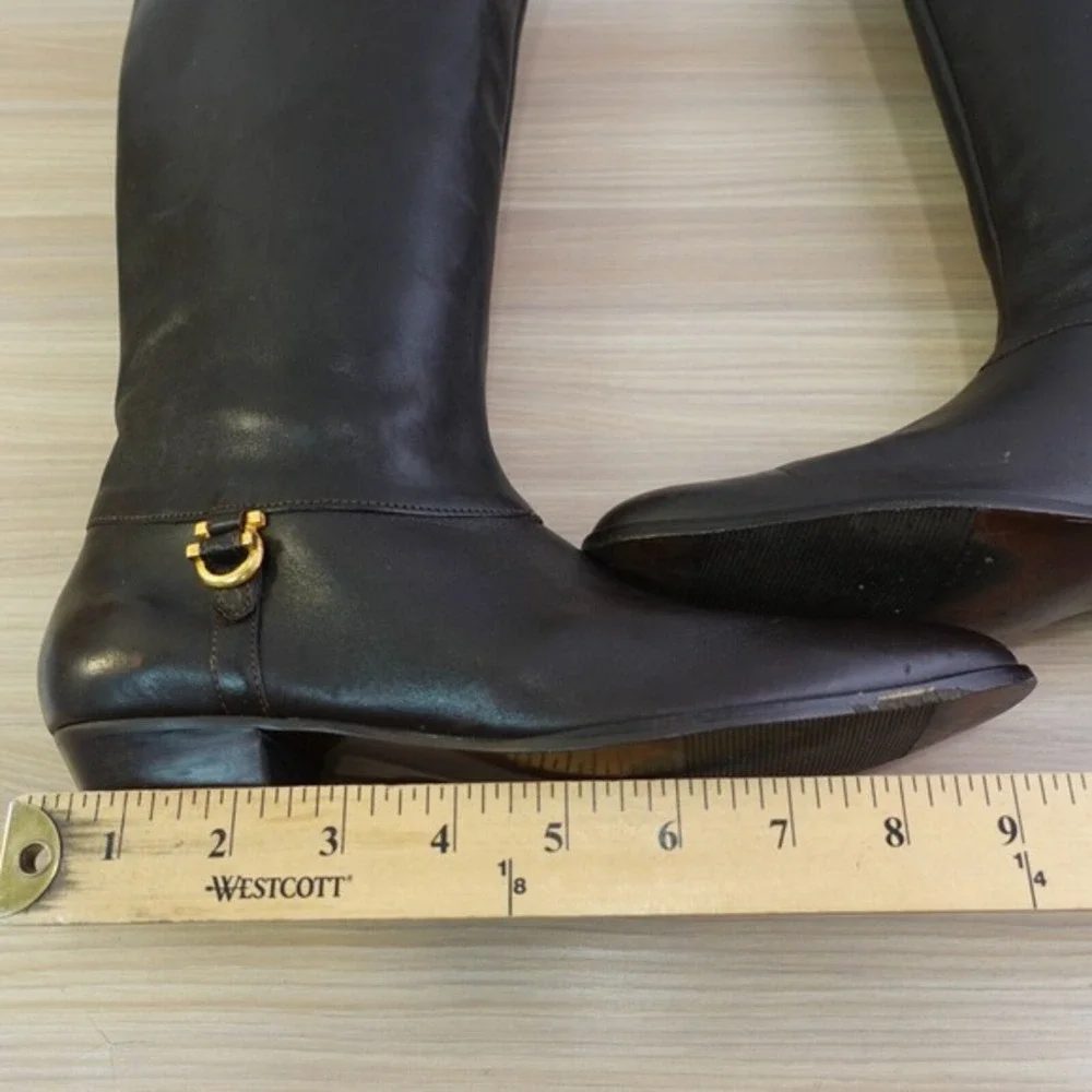 Y2K Knee High Boots‎ Womens 7.5 N Brown Leather Downtown Girl SELBY Old Money