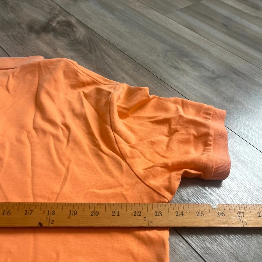 Polo Ralph Lauren Mens Large Orange Short Sleeve Pique Polo Shirt Logo Bin F-14