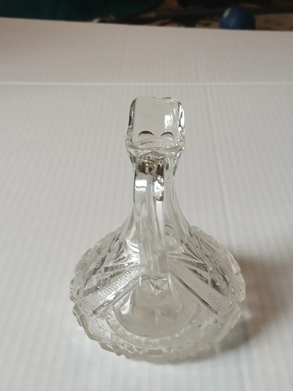Vintage Clear Cut Glass Cruet Pitcher EAPG Starburst Pattern Elegant Decor