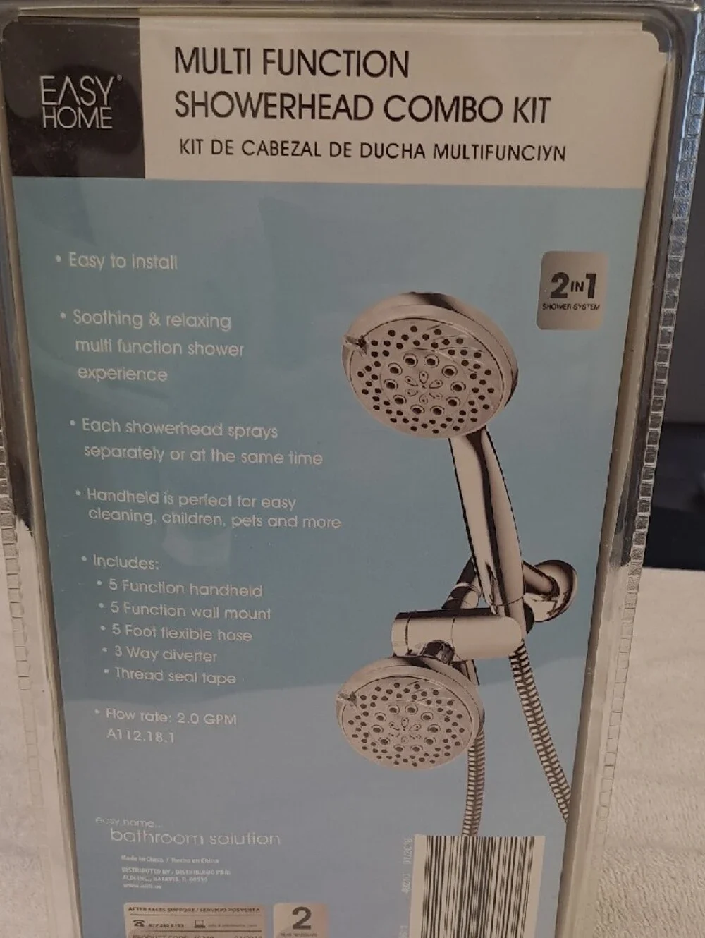 EASY HOME Chrome Multi-Function Showerhead Combo Kit - Chrome
