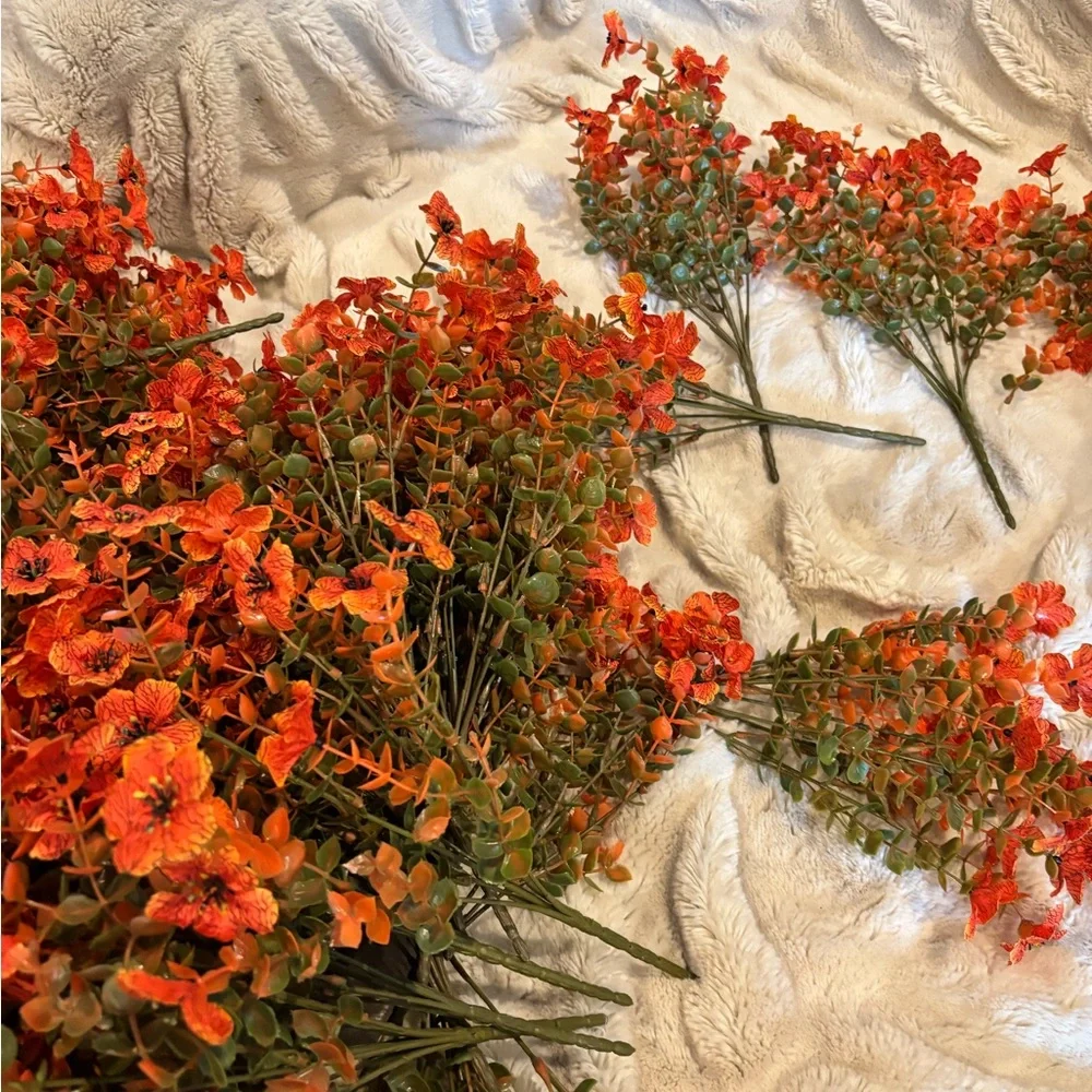 40 Stems - Orange Decorative Faux Flowers