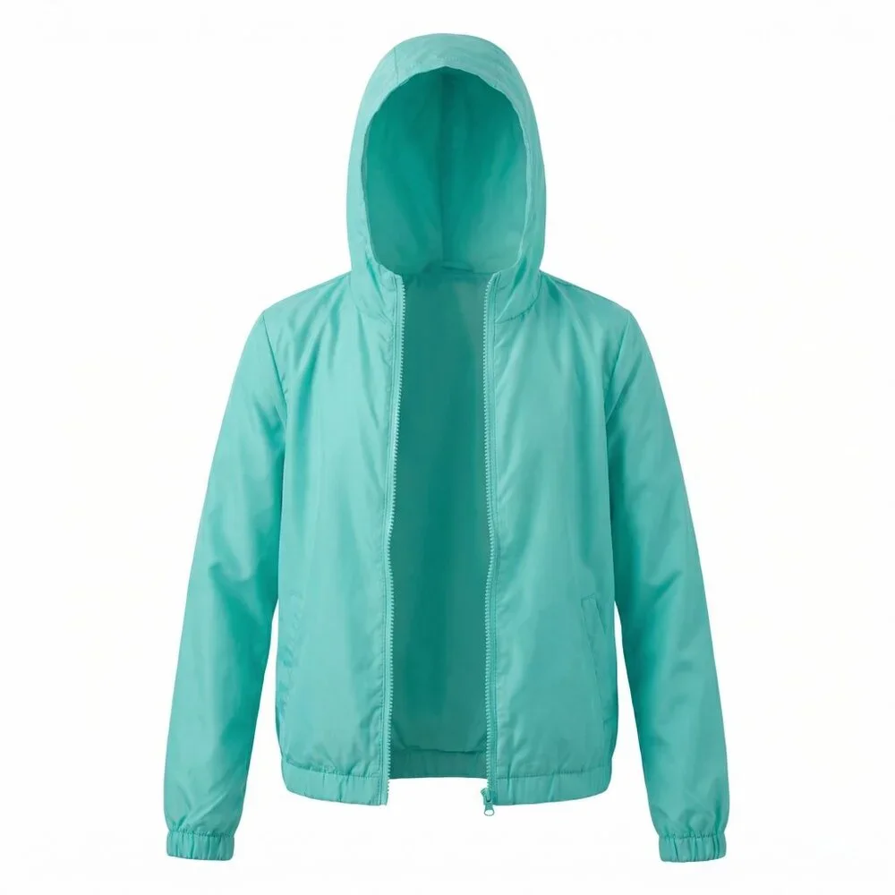 Justice Girls Size L‎ 10 Aqua Blue Zip-Up Hoodie Jacket Elastic Bottom/Cuffs