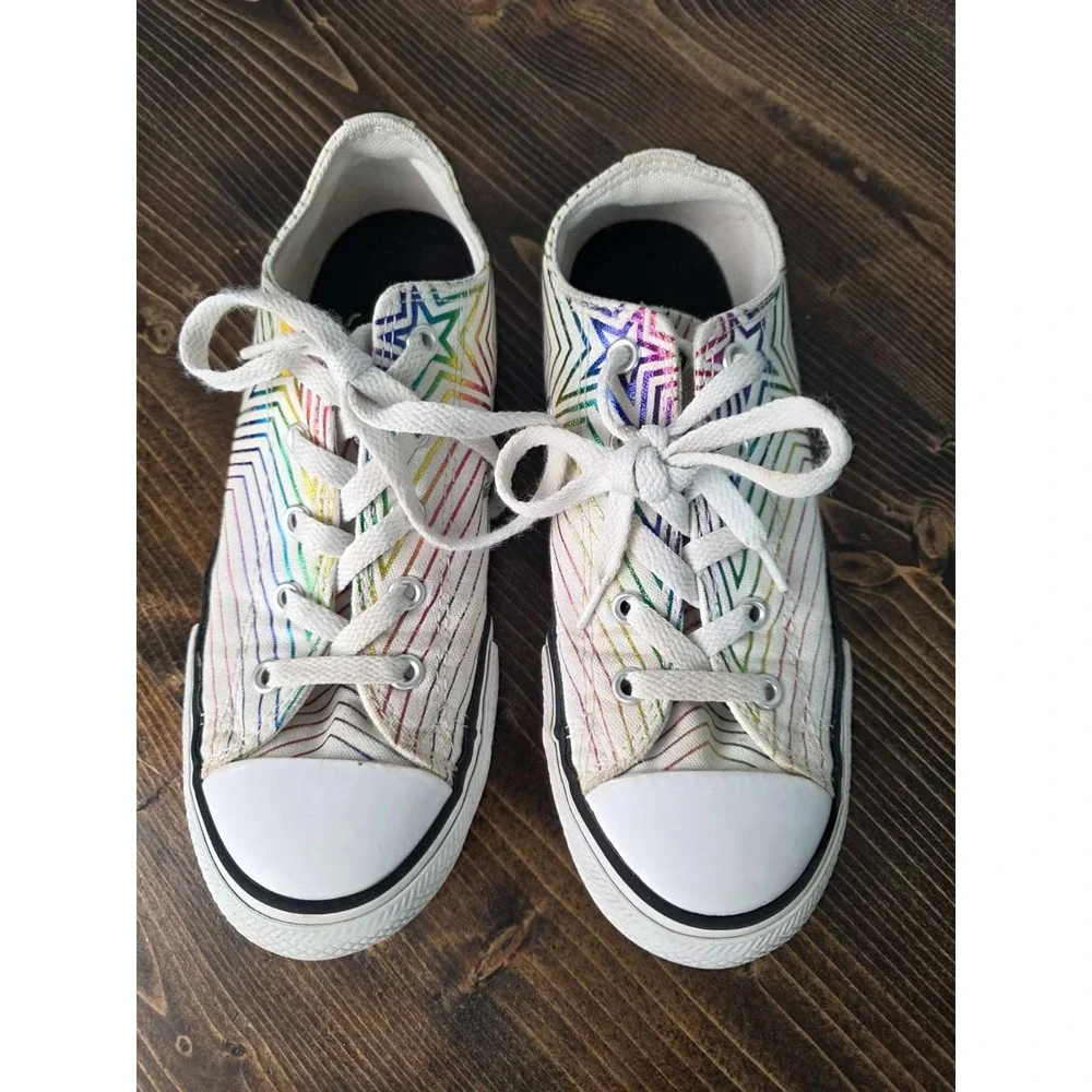 Converse All Star Youth Sneakers Size 3 EU 35 White Canvas‎ Casual Kids Shoes