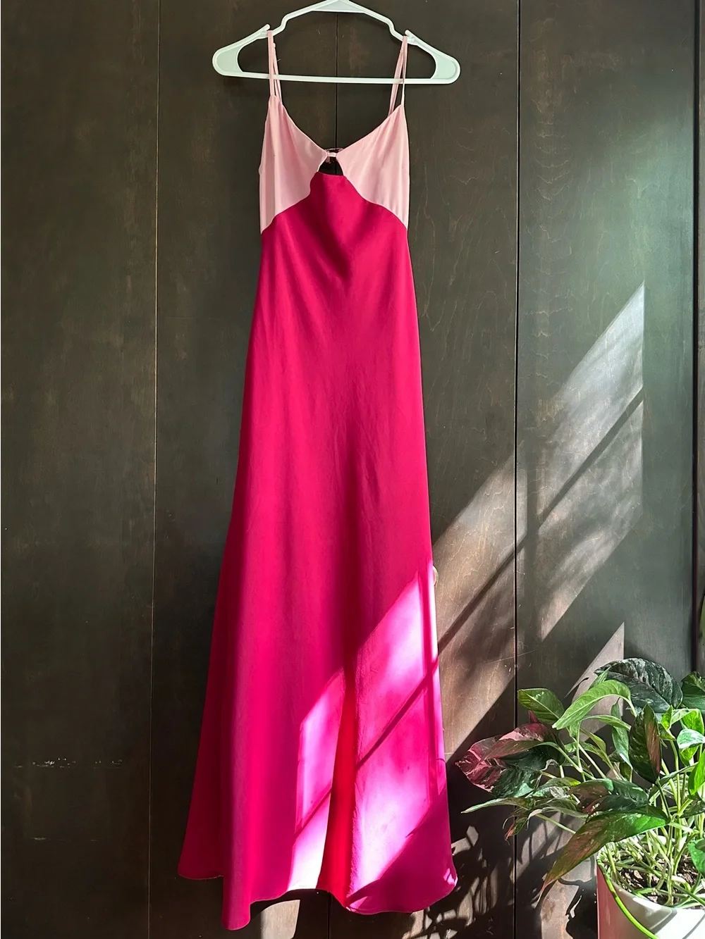 Abercrombie & Fitch Two-Tone Pink Maxi Slip Dress
