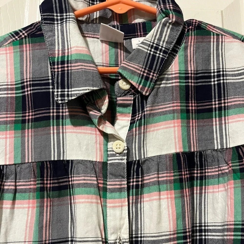 Gap girls button down plaid flannel with flutter sleeves